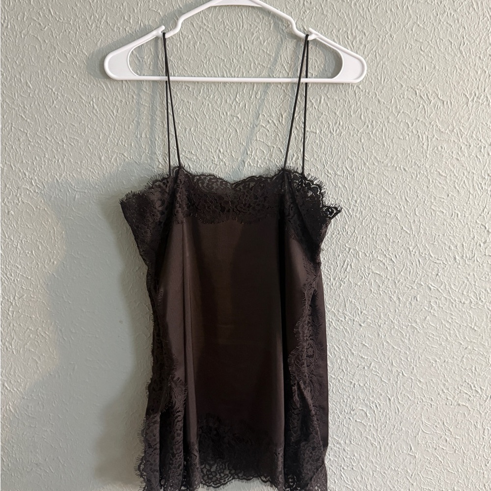 Zara Brown Lace Trim Cami Top